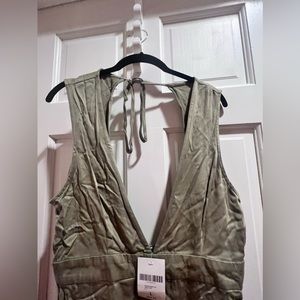 F21 backless woven dress in light olive - Large (Tag is still on)